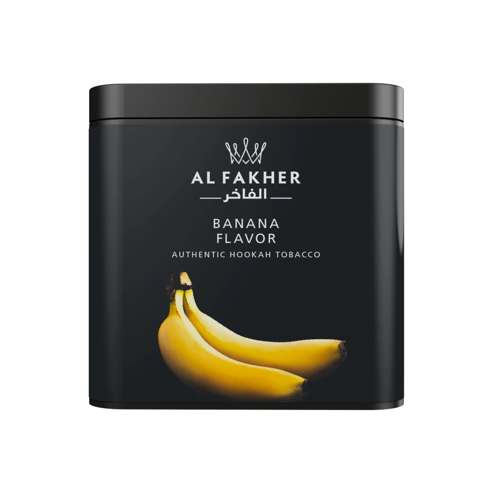 Al Fakher Banana shisha tobacco tin on white background