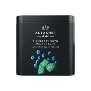 Al Fakher Blueberry with Mint shisha tobacco tin on white background