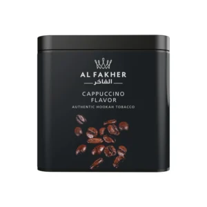 Al Fakher Cappuccino shisha tobacco tin on white background