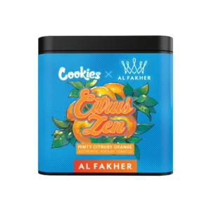 Al Fakher x Cookies Citrus Zen shisha tobacco tin on white background
