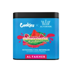 Al Fakher x Cookies Sandia shisha tobacco tin on white background