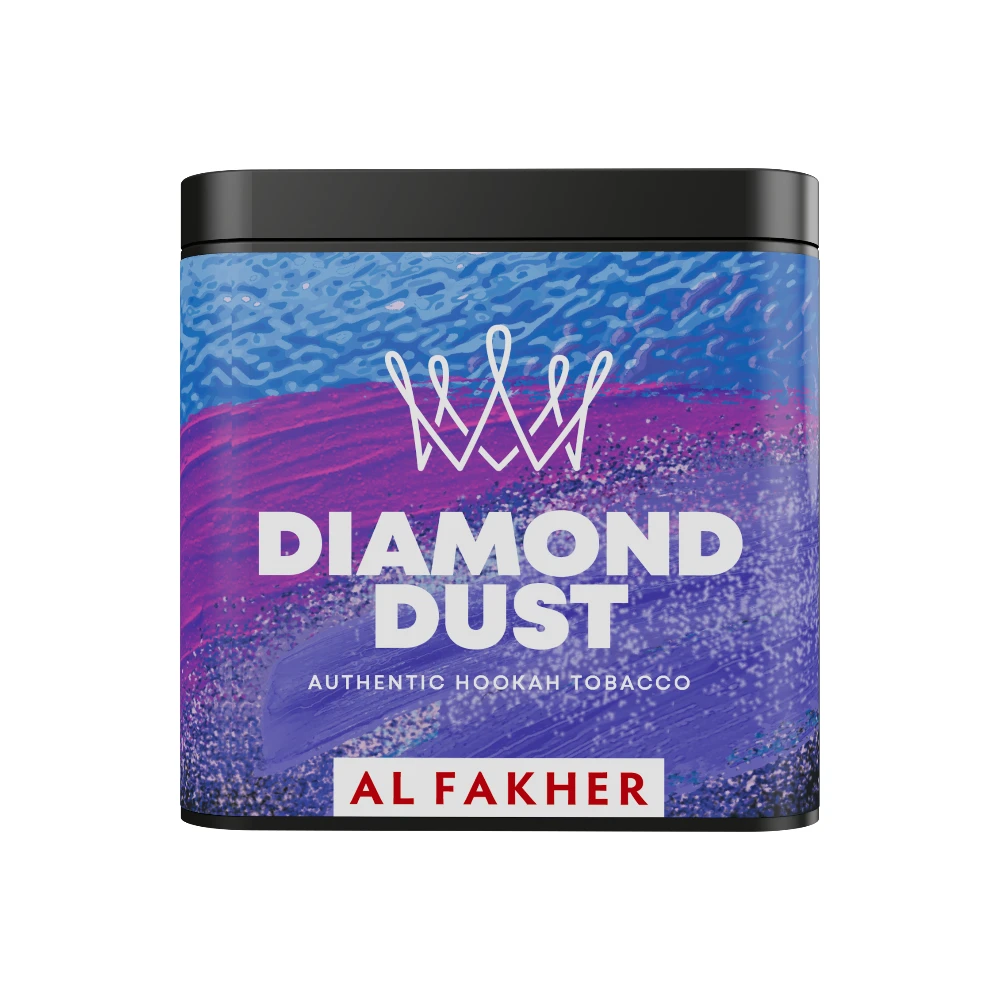 Al Fakher Diamond Dust shisha tobacco tin on white background