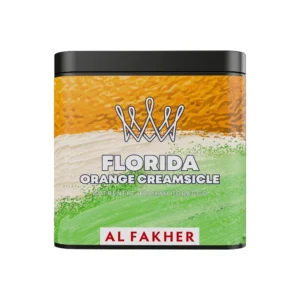 Al Fakher Florida Orange Creamsicle shisha tobacco tin on white background