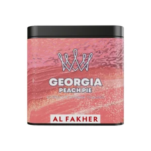 Al Fakher Georgia Peach Pie shisha tobacco tin on white background