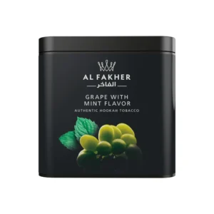Al Fakher Grape with Mint shisha tobacco tin on white background