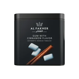 Al Fakher Gum with Cinnamon shisha tobacco tin on white background
