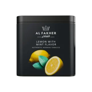 Al Fakher Lemon with Mint shisha tobacco tin on white background