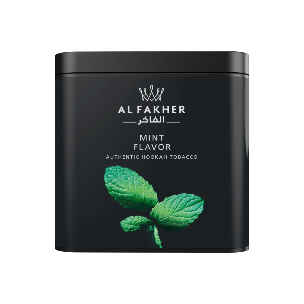Al Fakher Mint shisha tobacco tin on white background