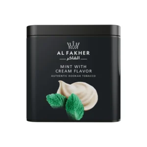 Al Fakher Mint with Cream shisha tobacco tin on white background