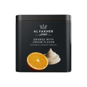 Al Fakher Orange with Cream shisha tobacco tin on white background