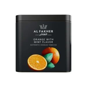 Al Fakher Orange with Mint shisha tobacco tin on white background