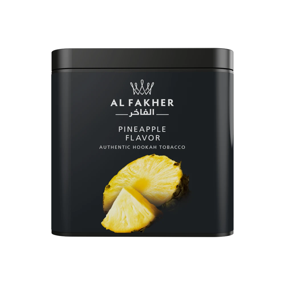 Al Fakher Pineapple shisha tobacco tin on white background