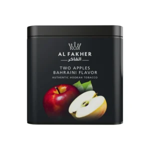 Al Fakher Two Apples Bahraini shisha tobacco tin on white background