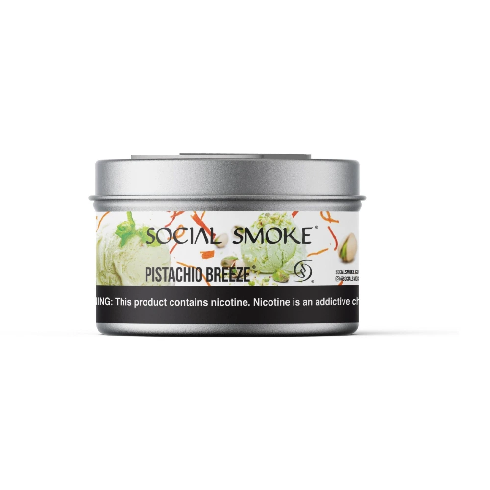 Social Smoke Pistachio Breeze shisha tobacco 200g tin