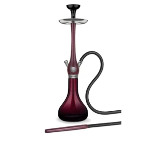 WOOKAH Burgundy Set with dark ruby burgundy body, burgundy smooth vase and black leather hose