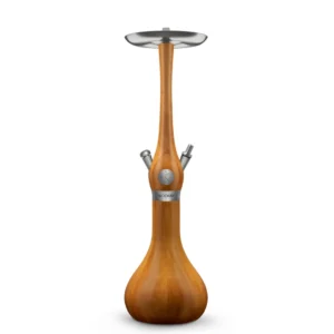 WOOKAH Classic Iroko hookah with golden brown wood body and wood vase
