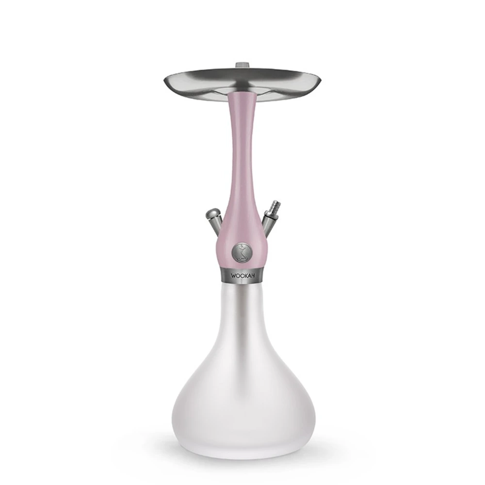 WOOKAH Mini Misty Mauve hookah with mauve wood body and matte glass vase