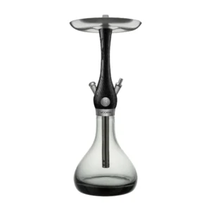 WOOKAH Mini hookah with black Nox wood body and grey Smoky Smooth glass vase