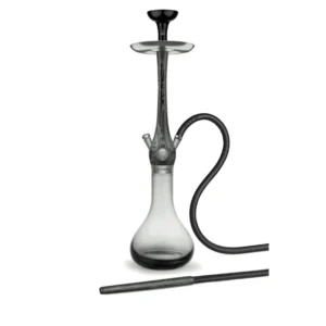 WOOKAH Smoky Tenebris Set with black and grey Tenebris body, smoky smooth vase and black leather hose