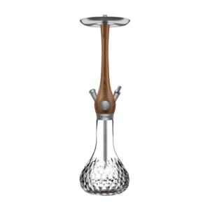 WOOKAH hookah with walnut wood body and textured Pinion Mastercut glass vase